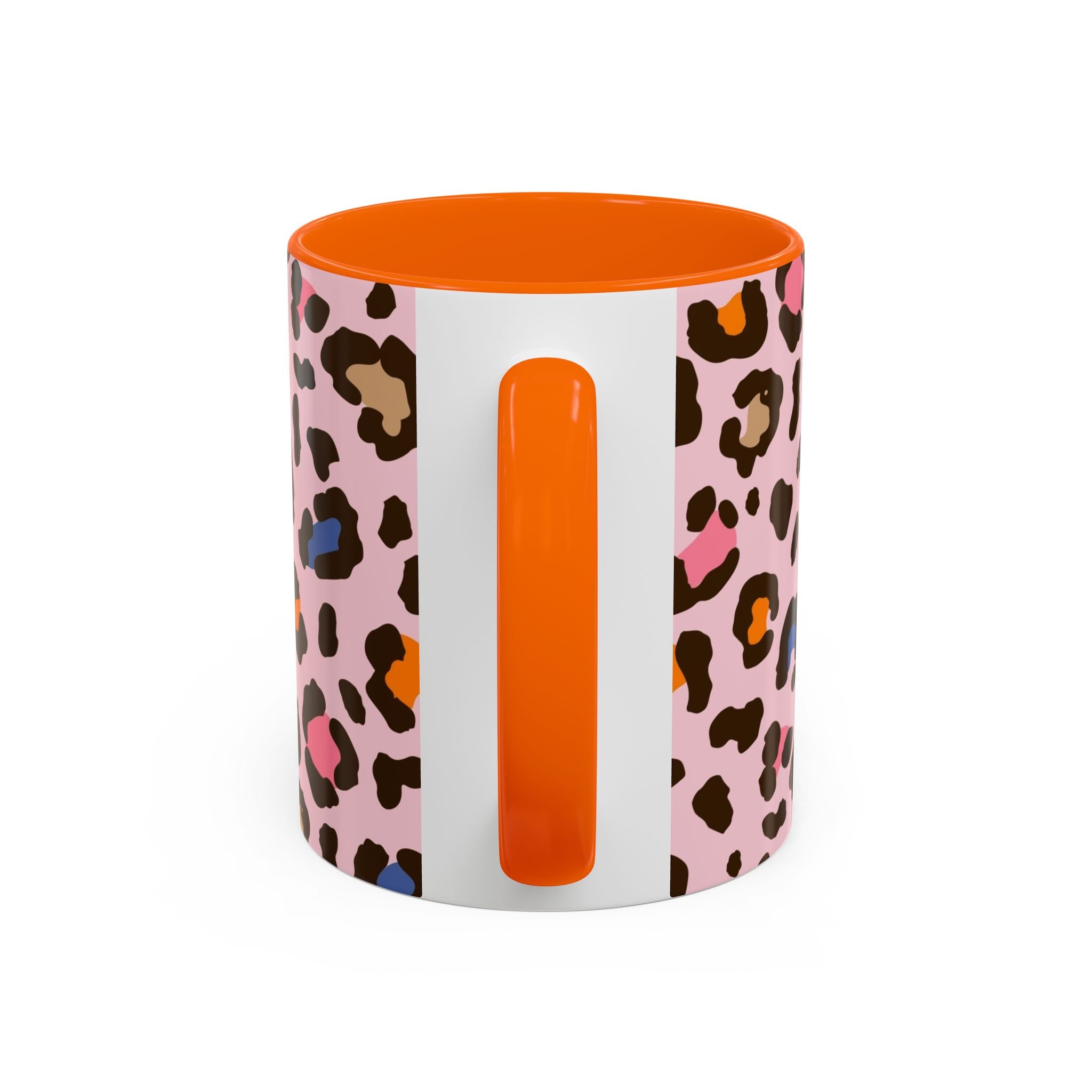 Pink Colorful Leopard Print Coffee Mug — Accent Handle 11/15oz