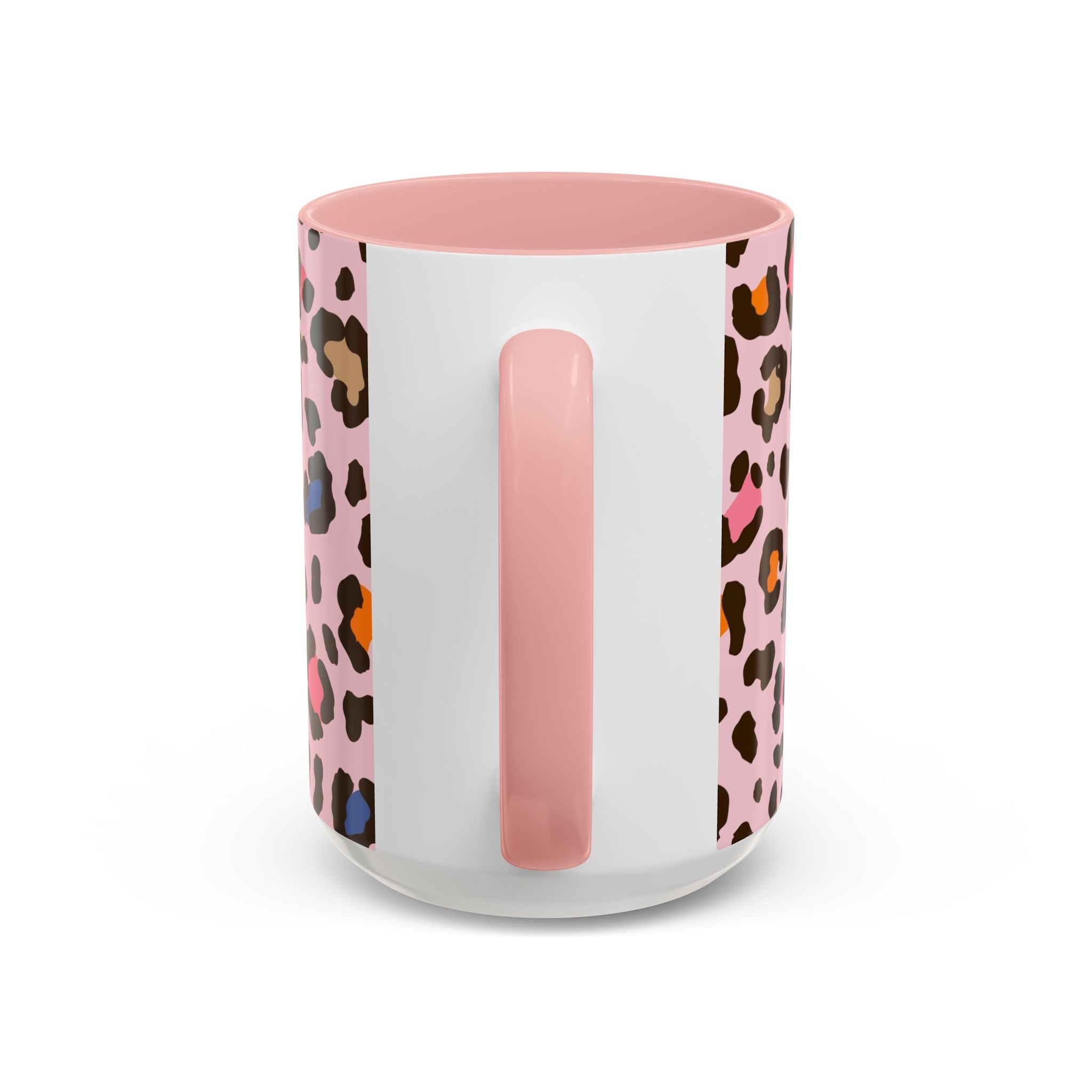 Pink Colorful Leopard Print Coffee Mug — Accent Handle 11/15oz