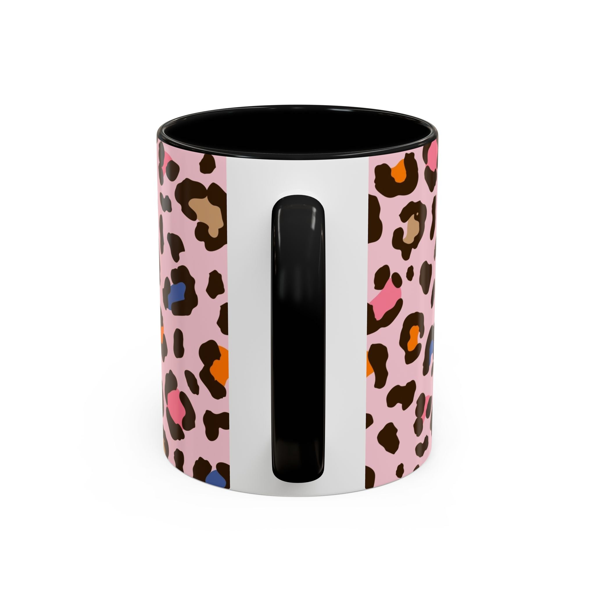 Pink Colorful Leopard Print Coffee Mug — Accent Handle 11/15oz