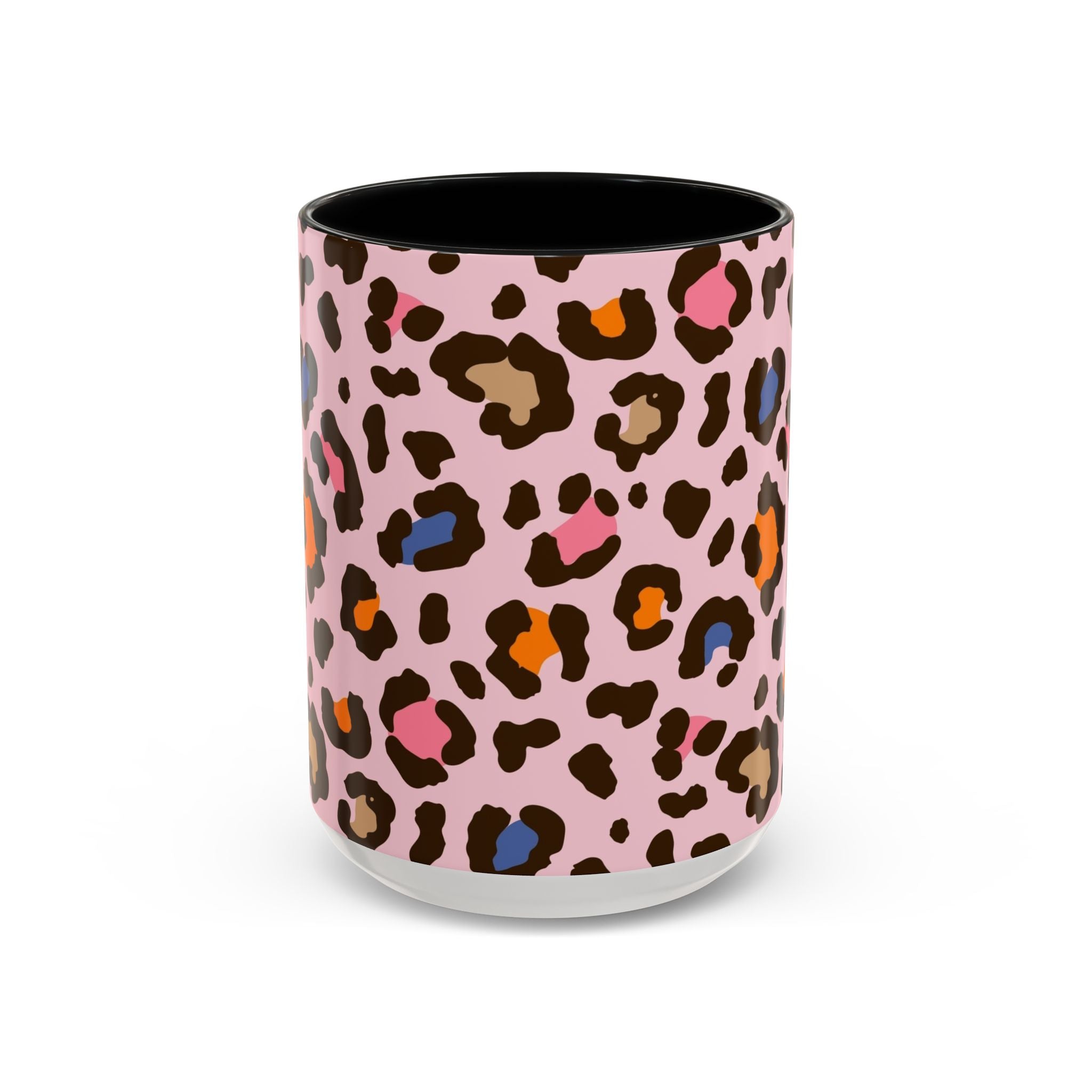 Pink Colorful Leopard Print Coffee Mug — Accent Handle 11/15oz