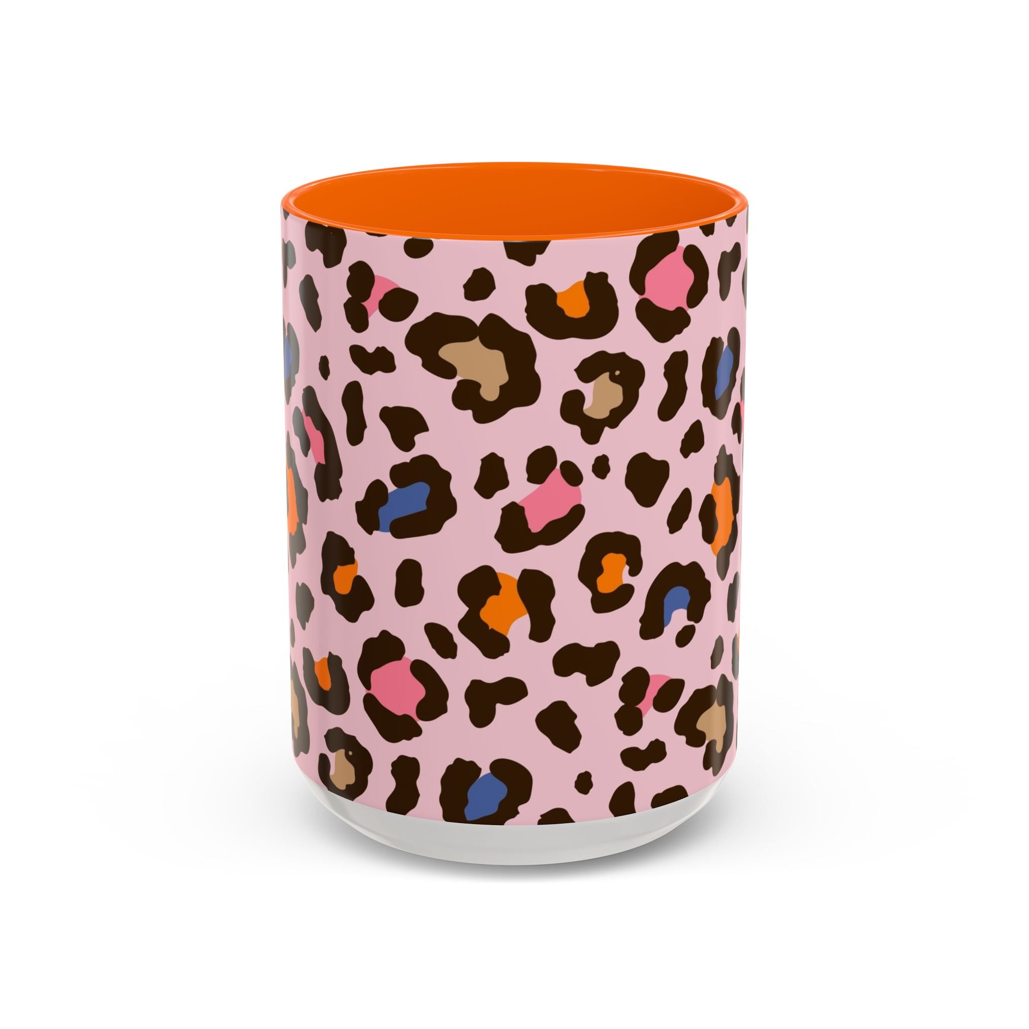 Pink Colorful Leopard Print Coffee Mug — Accent Handle 11/15oz