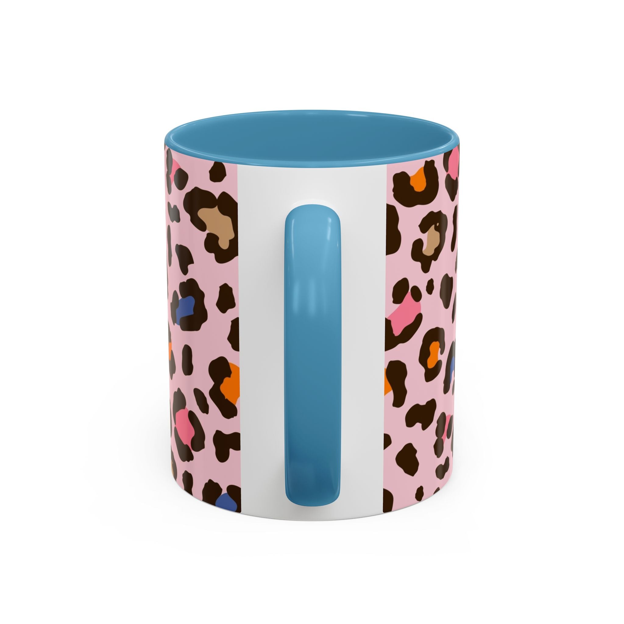 Pink Colorful Leopard Print Coffee Mug — Accent Handle 11/15oz