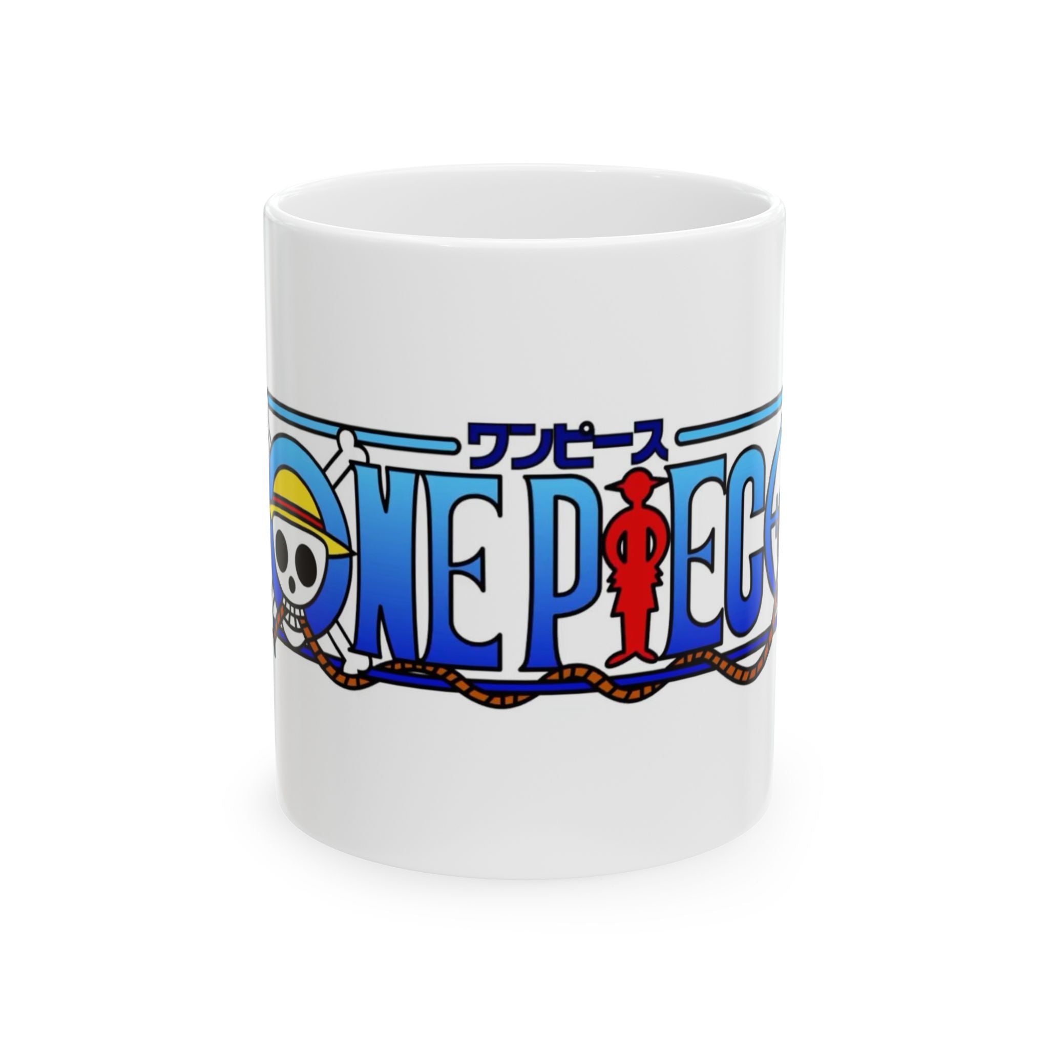 Anime Logo Ceramic Mug — One Piece Inspired Straw Hat Design (11oz, 15oz)