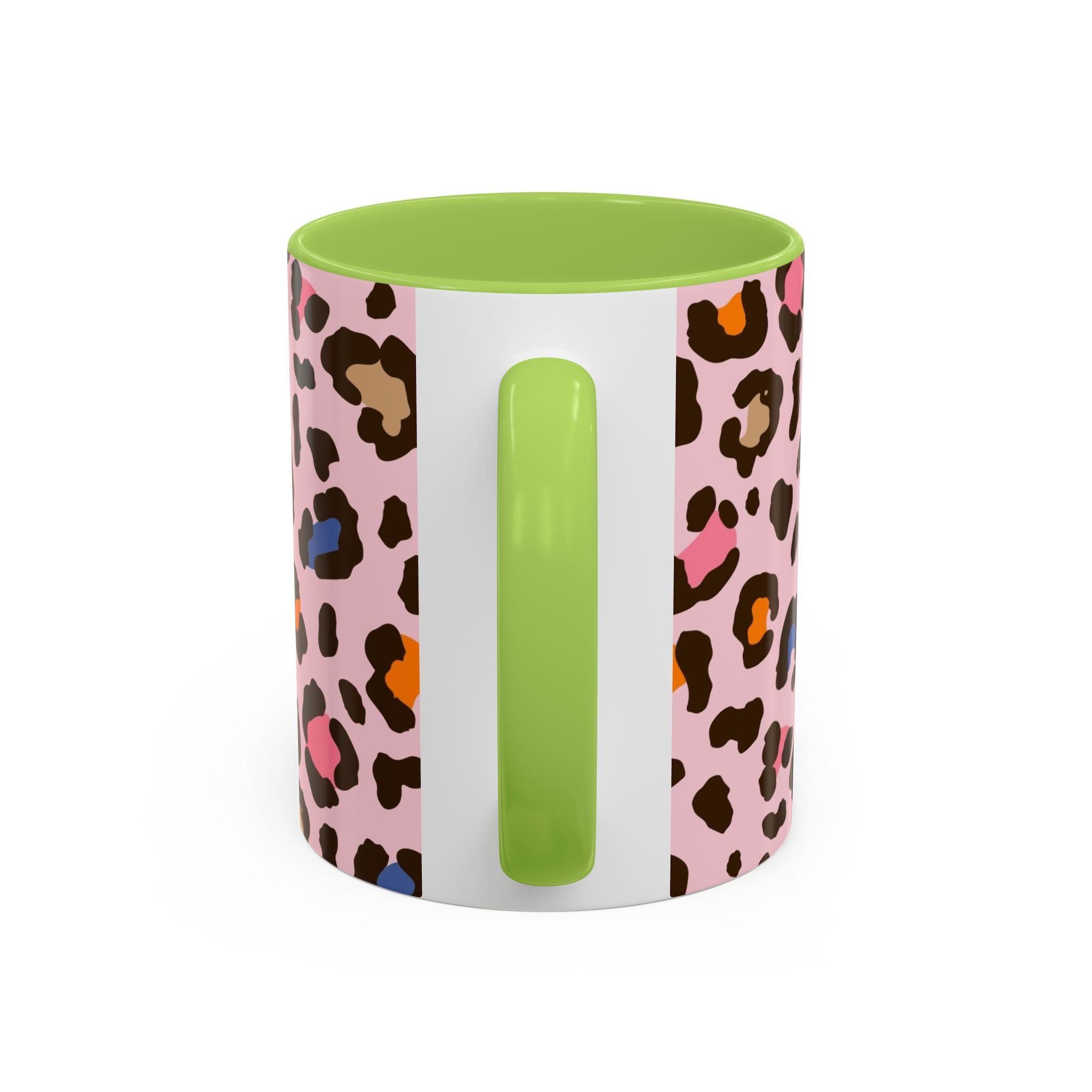 Pink Colorful Leopard Print Coffee Mug — Accent Handle 11/15oz